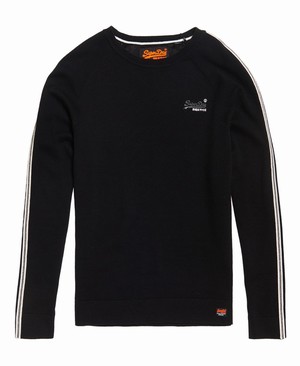 Superdry Micro Stripe Crew Neck Férfi Ugró Fekete | AIPUY5873